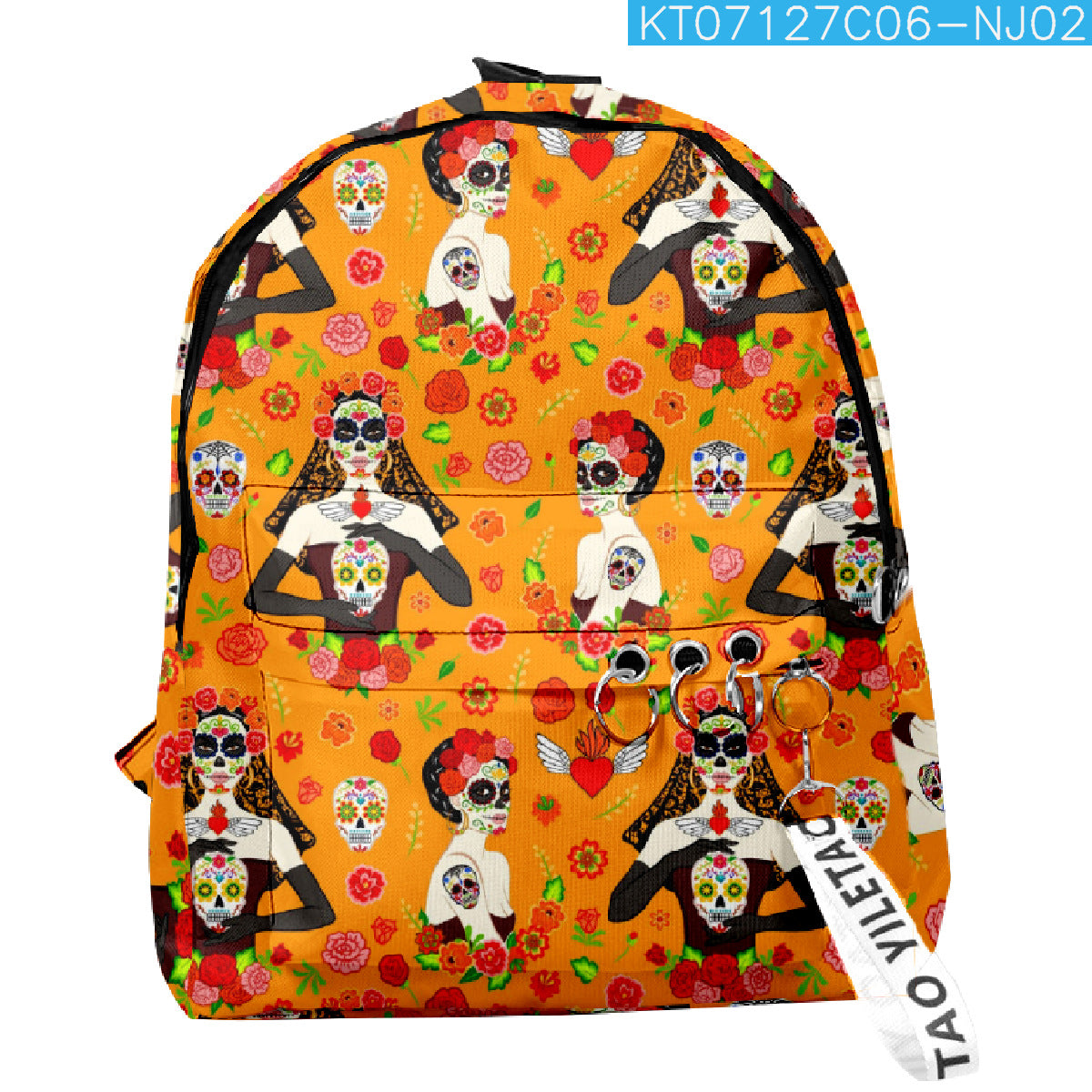 Wholesale 2023 Summer New Flower Skull Oxford Backpack